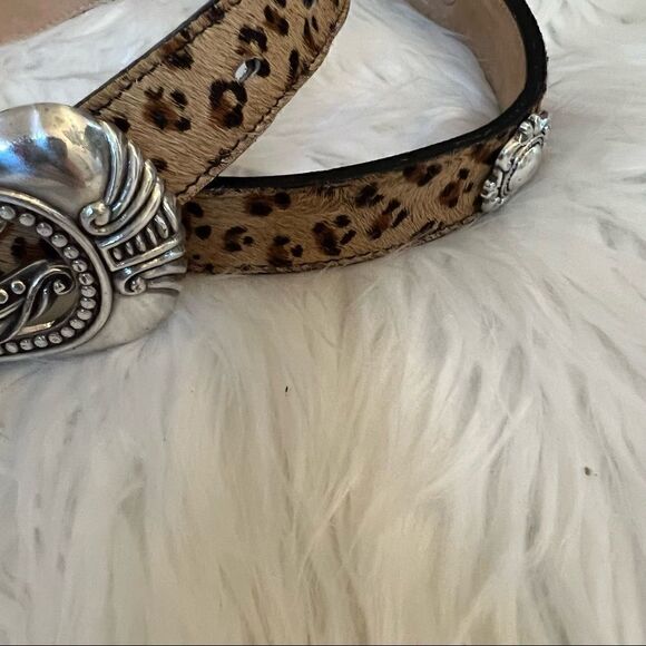 Lady Nadim belt leather silver buckle and medallions sz Large animal hair - Picture 5 of 7